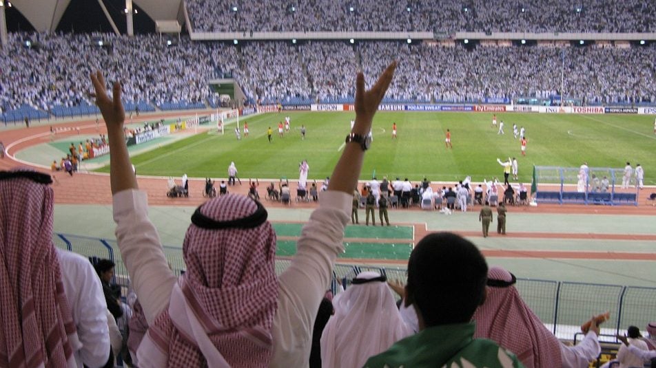 Fan celebrating in Saudi Arabias Riad Stadium