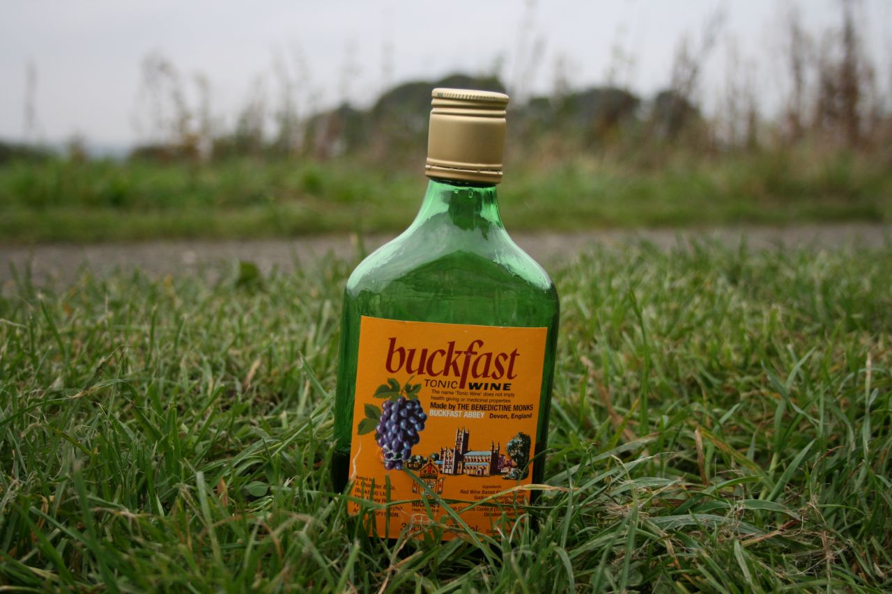 A bottle of Buckfast wine