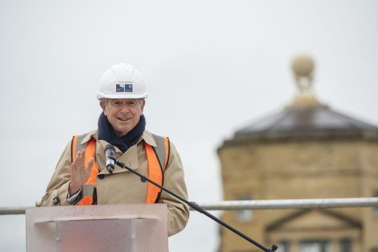 New humanities faculty building celebrates construction landmark in ‘topping out’ ceremony