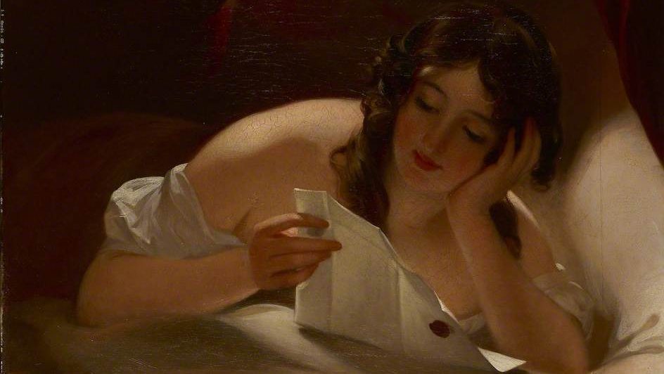 Woman reading a love letter